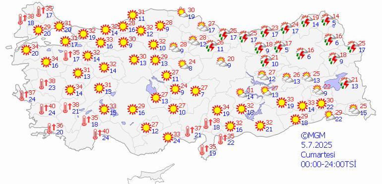 Hafta sonu iki kentte sıcaklık 40 dereceye çıkacak Birçok ile sağanak geliyor... İşte Meteorolojinin uyardığı iller