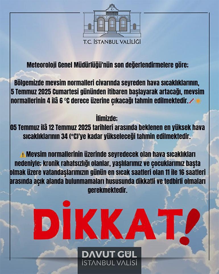 Bu saatlerde dışarı çıkmayın Sıcaklık 44 dereceye kadar çıkacak İstanbul ve Ankara dahil 6 il için kritik uyarı