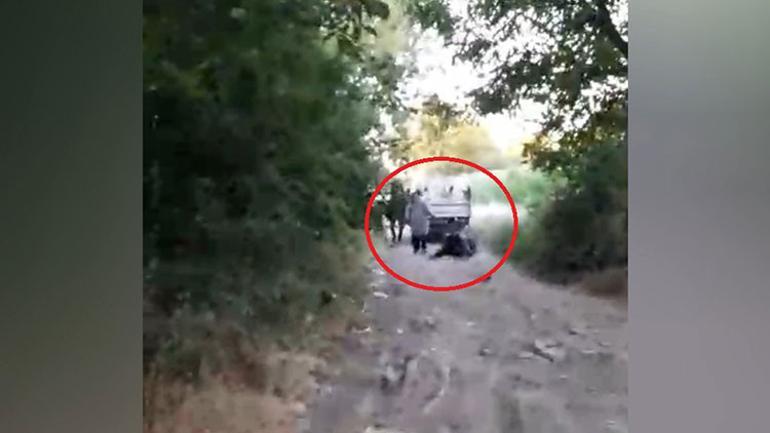Bursada korkunç görüntü İneği kamyonetin arkasına bağlayıp sürükledi