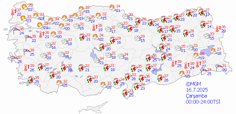 Son dakika hava durumu tahminleri il il | Bugün (16 Temmuz) hava nasıl olacak, İstanbulda yağmur yağacak mı Meteorolojiden 9 ile kuvvetli yağış uyarısı