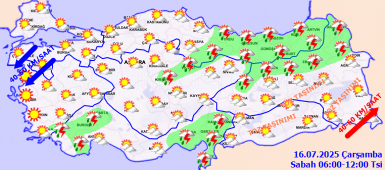 Son dakika hava durumu tahminleri il il | Bugün (16 Temmuz) hava nasıl olacak, İstanbulda yağmur yağacak mı Meteorolojiden 9 ile kuvvetli yağış uyarısı