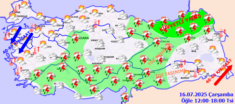 Son dakika hava durumu tahminleri il il | Bugün (16 Temmuz) hava nasıl olacak, İstanbulda yağmur yağacak mı Meteorolojiden 9 ile kuvvetli yağış uyarısı