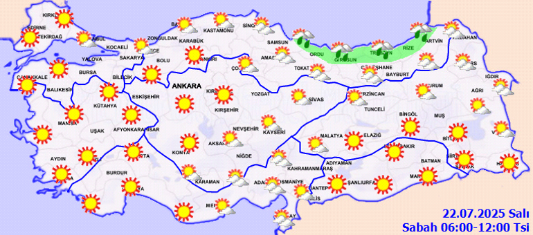 Son hava durumu tahminleri il il yayınlandı | Bugün (22 Temmuz) hava nasıl olacak, İstanbula yağmur yağacak mı Meteorolojiden 5 ile sağanak uyarısı