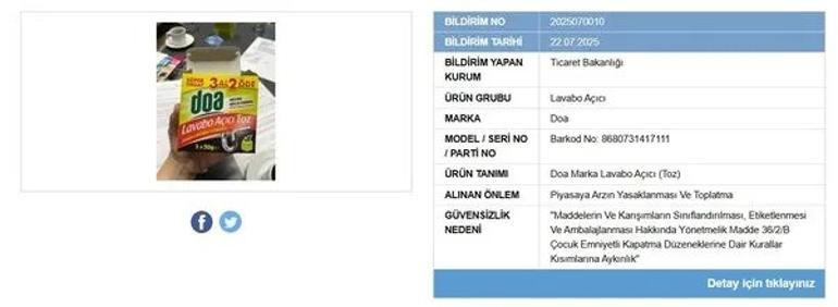 Bir oyunca ve bir temizlik ürünü piyasadan toplatılıyor