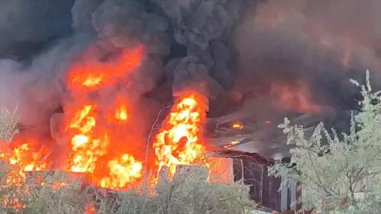 Bursada geri dönüşüm tesisinde korkutan yangın