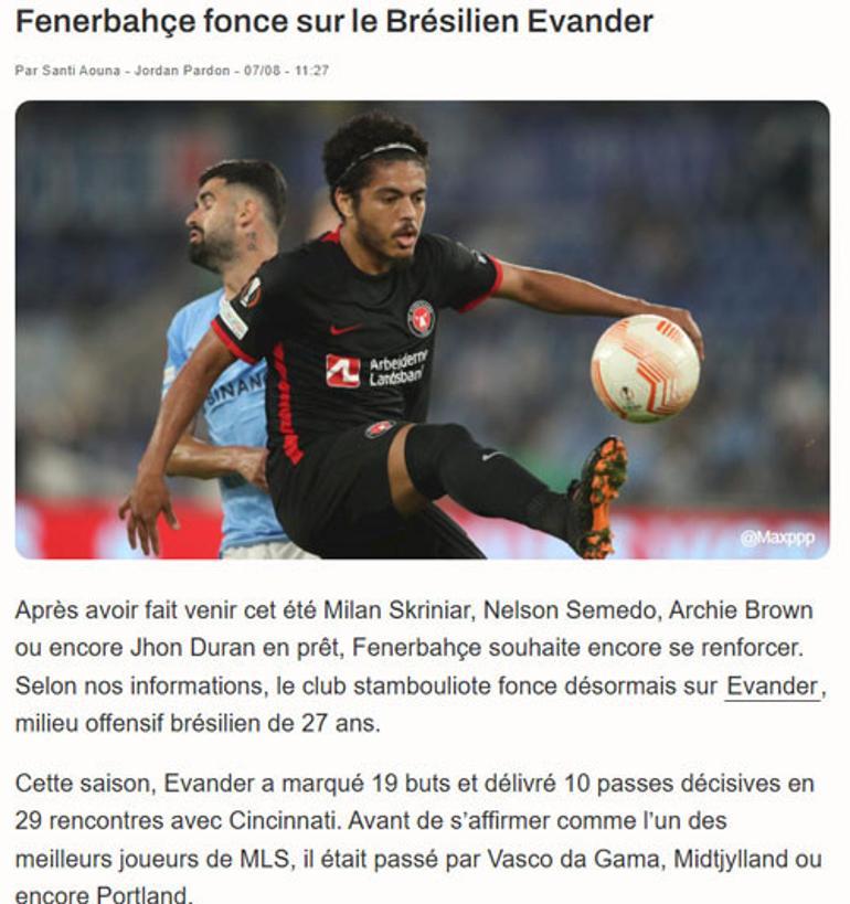 Fenerbahçe Evander için resmi transfer teklifi yapacak Böyle duyurdular
