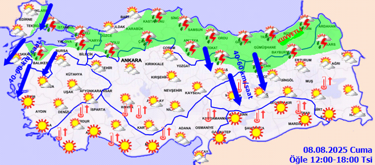 HAVA DURUMU 8 AĞUSTOS CUMA - BUGÜN: Şemsiyesiz çıkmayın Hava bugün nasıl olacak, İstanbula yağmur yağacak mı Meteorolojiden son dakika uyarısı... Sıcaklıklar yeniden artıyor
