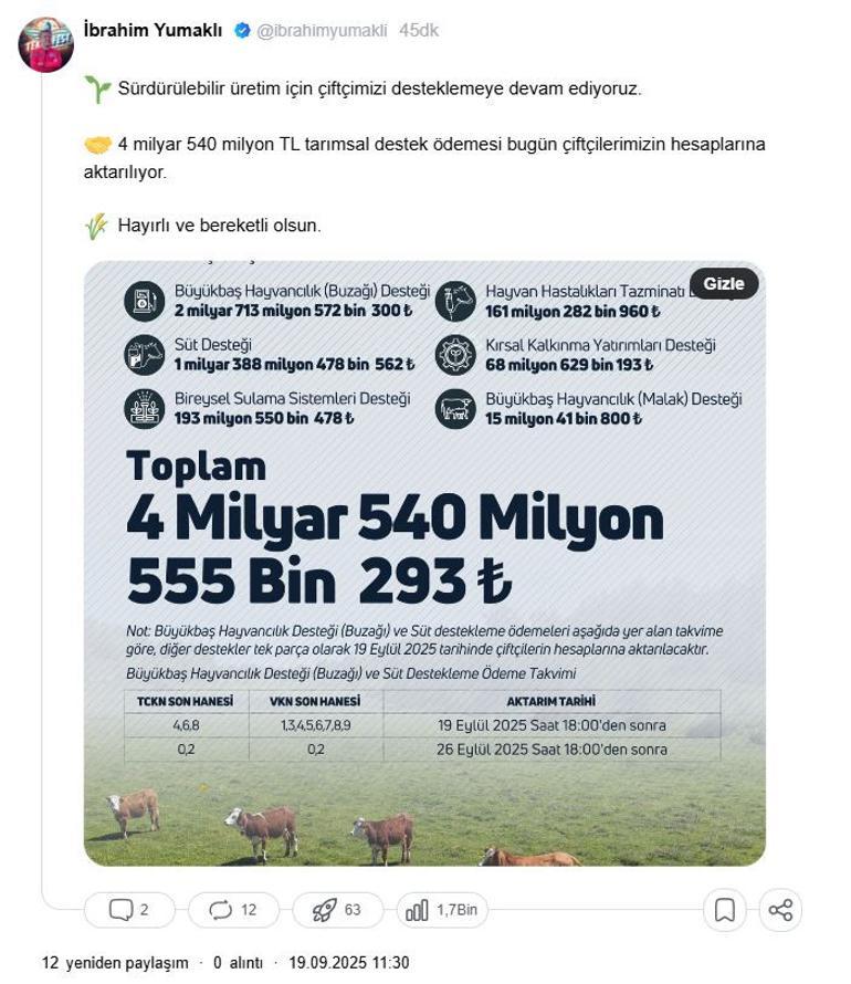 4.5 milyar TLlik destek bugün hesaplara yatıyor