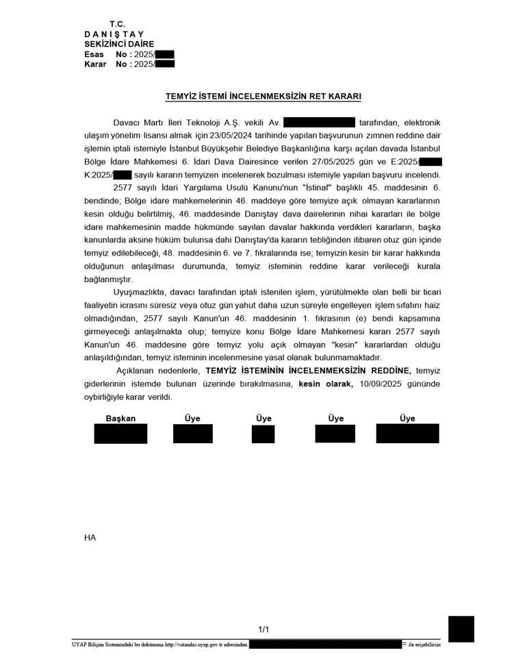 Danıştaydan Martı kararı