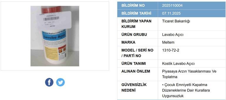 Bakanlık duyurdu 4 ürün piyasadan toplatılıyor