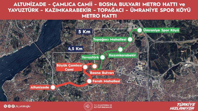 Altunizade-Çamlıca Camii-Bosna Bulvarı metro hattında çalışmalar sürüyor