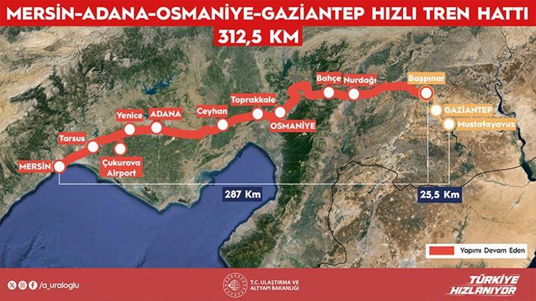 Gaziantep-Mersin arası 2 saat 15 dakikaya düşecek