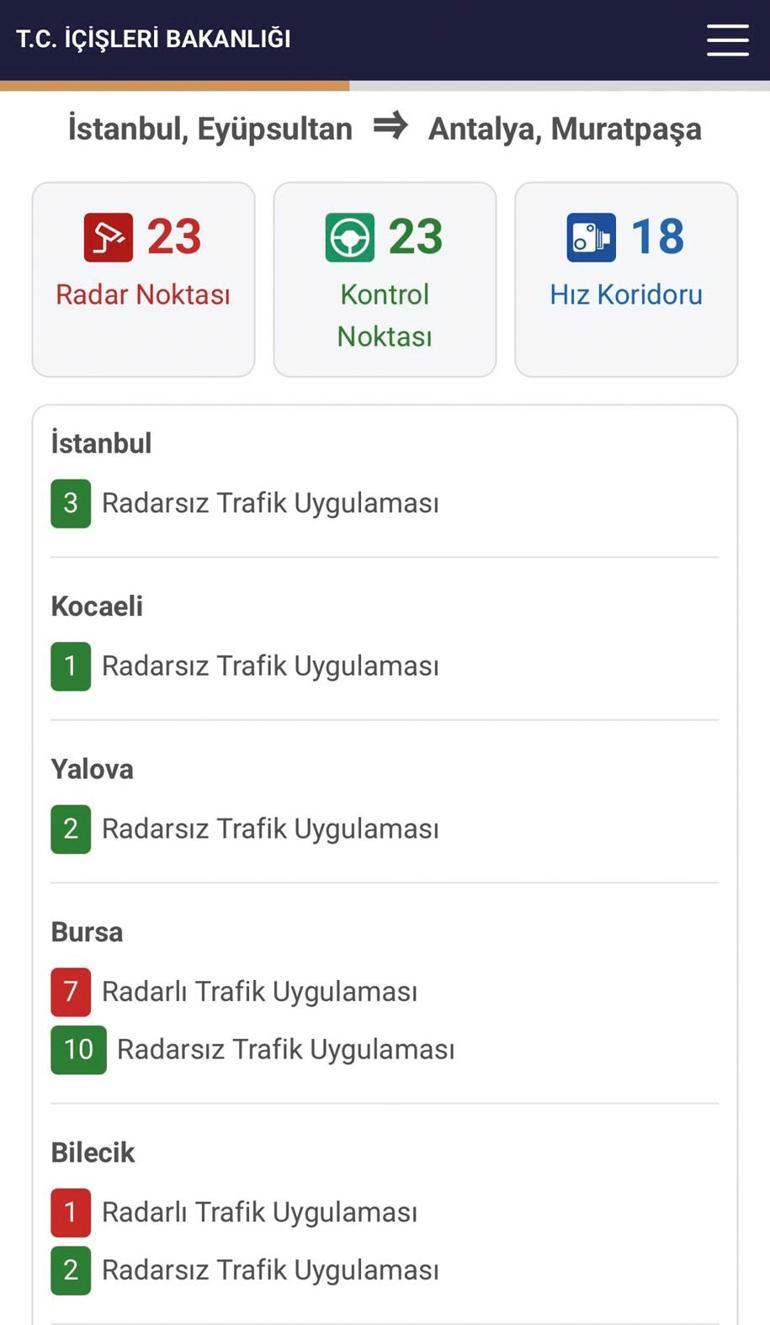 İçişleri Bakanlığı’ndan dikkat çeken hizmet: Haritaya bak radarı gör