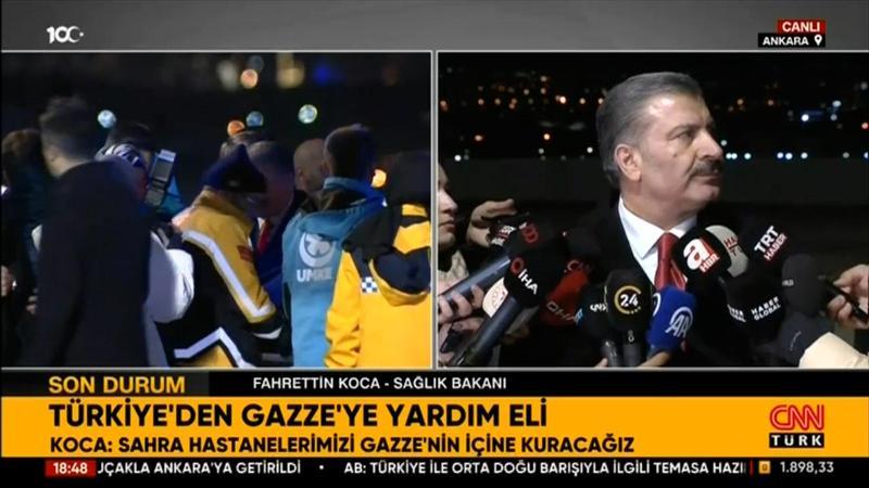 Sağlık Bakanı Koca: Sahra hastanelerimizi Gazze içinde kuracağız