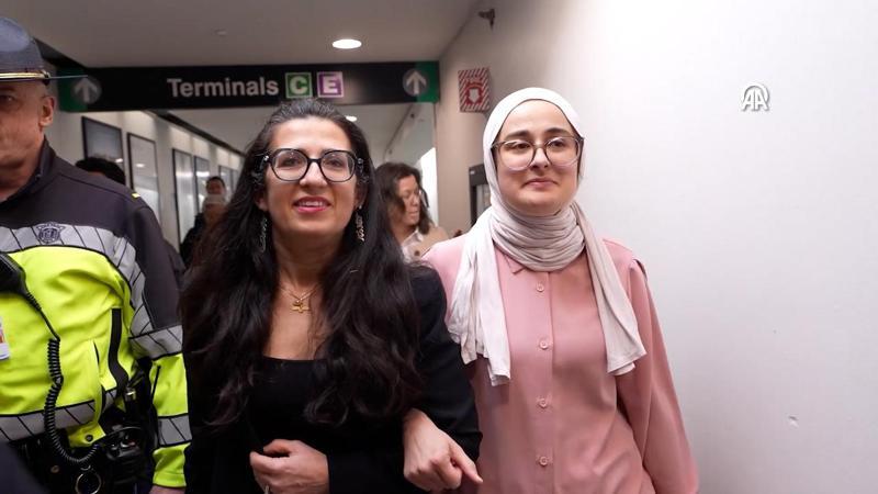 ABD'de serbest bırakılan Rümeysa Öztürk, Logan Havalimanı'nda basın açıklaması yaptı