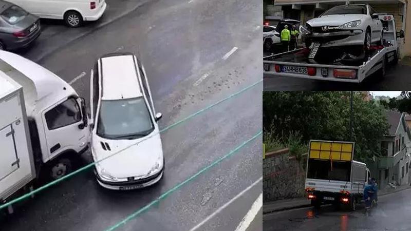 Yola akaryakıt döküldü, kazalar peş peşe geldi! O anlar kamerada