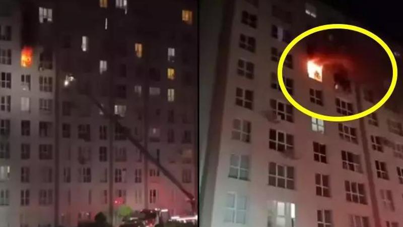 İstanbul'da yangın sırasında panik yapan kadın 8. kattan böyle atladı