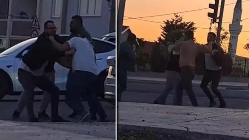 Arnavutköy’de iki sürücünün yol verme kavgası kamerada