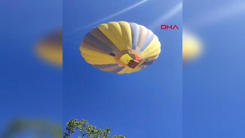 Kapadokya'da sıcak hava balonu, kayalıklara zorunlu iniş yaptı
