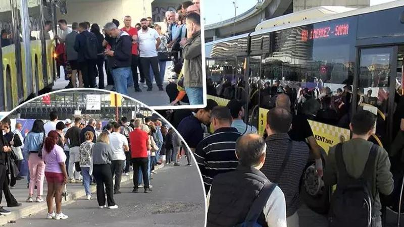 İstanbul'da halk otobüsleri kontak kapattı! Duraklarda yoğunluk oluştu