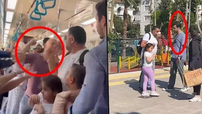 Marmaray’da yer tartışmasında iki çocuğunun yanında babaya yumruk... O anlar kamerada