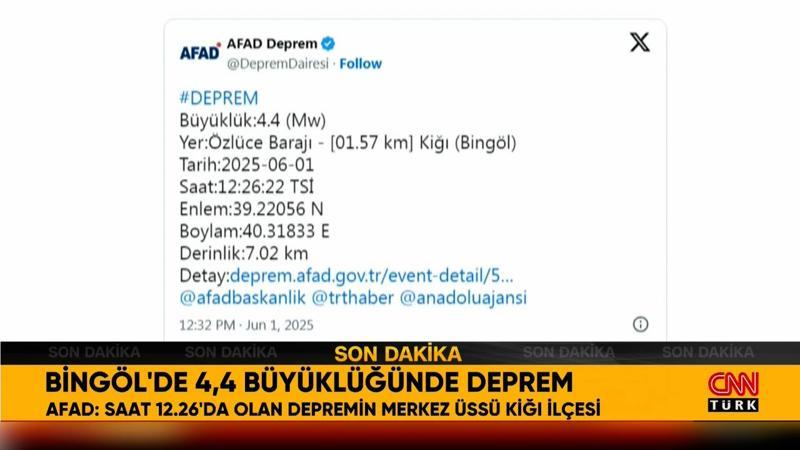 Bingöl'de deprem