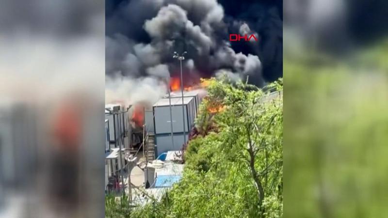 Gaziosmanpaşa'da işçilerin kaldığı konteynerde yangın