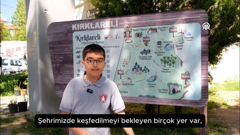 Kırklareli'ni İngilizce tanıtan 10 yaşındaki Eren Deniz'in videosu beğeni topladı