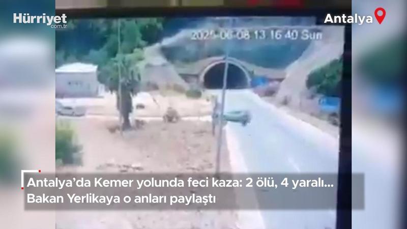 Antalya'da Kemer yolunda feci kaza: 2 ölü, 4 yaralı... Bakan Yerlikaya o anları paylaştı