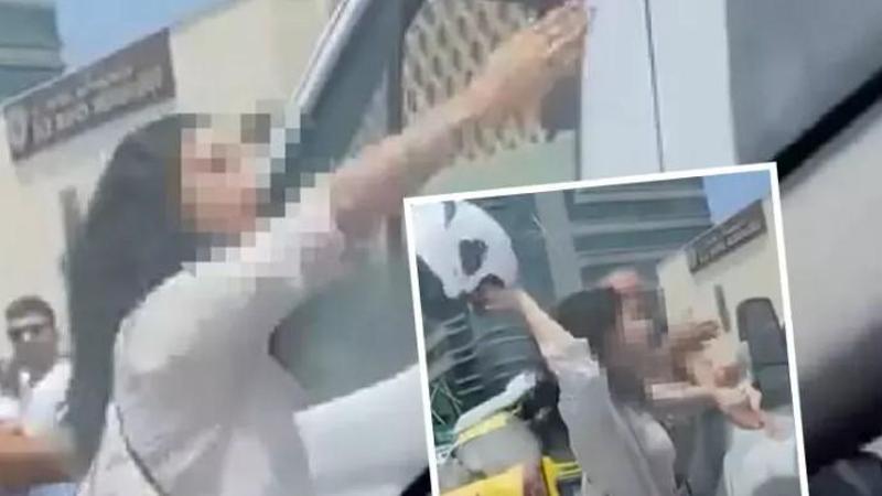 Trafikte sıkıştırdığını iddia ettiği kamyon şoförüne kaskıyla saldırdı