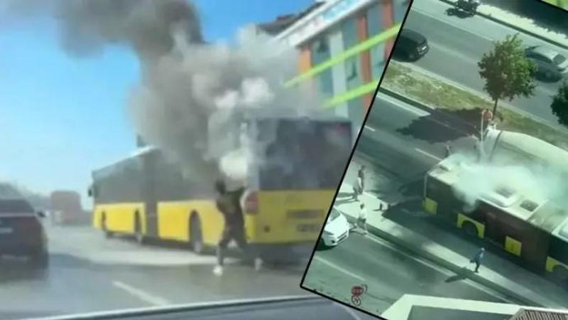Sultangazi’de İETT otobüsünün motorunda yangın çıktı