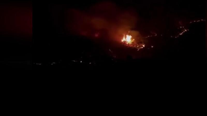 Alevlerin sardığı yüksek gerilim hattı bomba gibi patladı