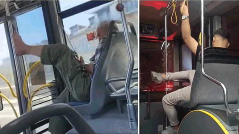 Otobüslerde ‘pes’ dedirten görüntüler