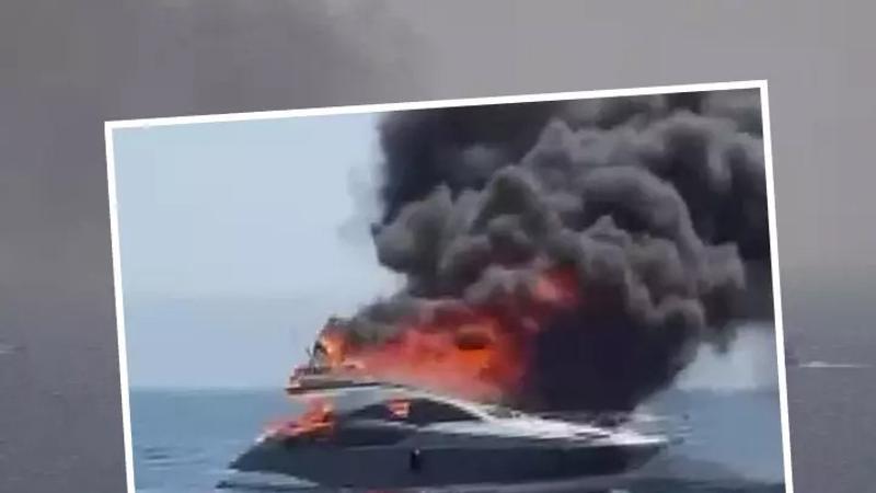 Kınalıada açıklarında lüks yat alevlere teslim oldu