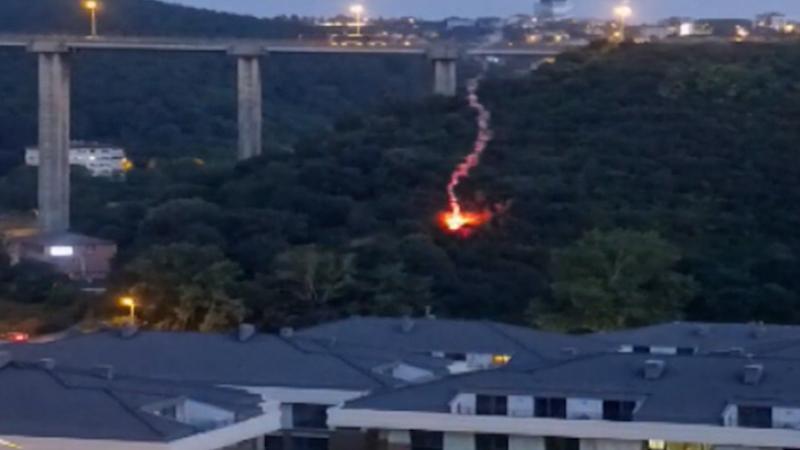 Beykoz'da orman yangınının çıkış anı kamerada
