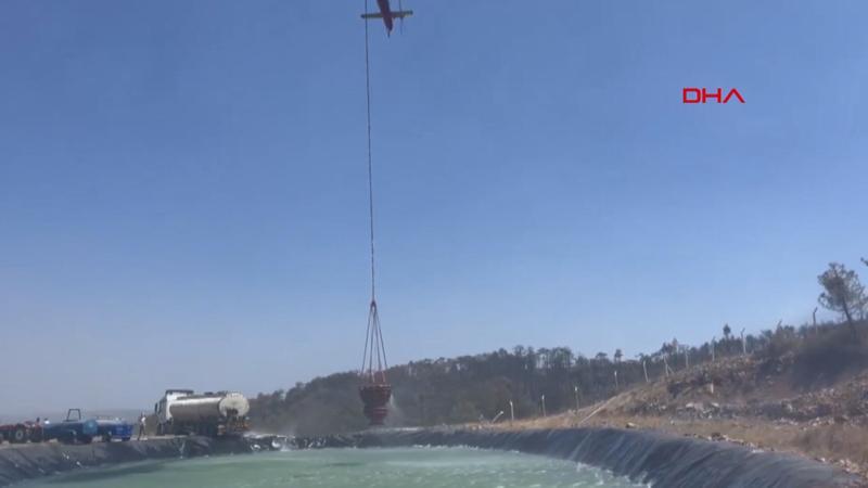 Bursa'daki orman yangını 4'üncü gününde; helikopterler için gölet oluşturdular