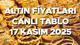 Altın fiyatları gram altın, çeyrek altın, yarım altın ve tam altın 17 Kasım 2025, haftanın birinci işlem gününde yatırımcılar tarafından takip ediliyor. Altın fiyatları son dakika canlı tablo ve grafiği, yeni hafta ile yatırımcılar ve vatandaşlar tarafından dikkatle takip ediliyor. 17 Kasım 2025 bugün güncel 1 gram altın, çeyrek altın, ons altın, 22 ayar altın, ata altın, Cumhuriyet altını ne kadar sorusu, ilk işlem günü ile araştırılıyor. Altın fiyatları yeni haftaya düşüşle başladı. Ons altın 