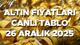 ALTIN FİYATLARI SON DAKİKA 26 ARALIK 2025 (CANLI VE ANLIK GRAFİK) || Tarihi zirvede! Bugün gram altın, çeyrek altın, ons altın ve 