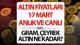 Bugün altın fiyatları canlı ve anlık takip ekranı, yatırımcılar tarafından mercek altına alındı. 17 Mart 2026 altın fiyatları gram altın, çeyrek altın, yarım altın ve tam altın canlı ve anlık ekonomi grafikleri ile takip ediliyor. Altın fiyatları ne kadar oldu, 1 gram altın alış ve satış fiyatı kaç TL? soruları da yatırımcıların gündemine geldi. ABD’de yükselen enerji fiyatlarının faiz indirimi beklentilerini zayıflatması altın fiyatları üzerinde baskı oluştururken,  piyasalar çarşamba günü açık