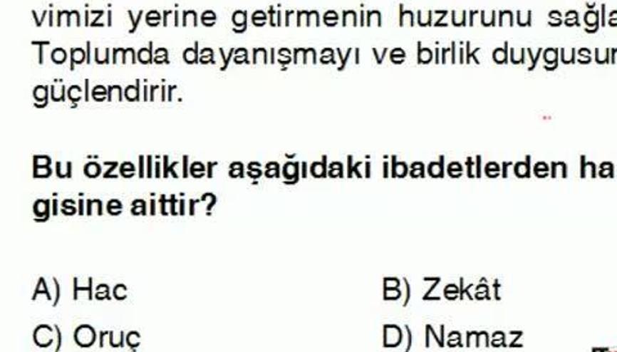 DİN KÜLTÜRÜ VE AHLAK BİLGİSİ SORULARININ ÇÖZÜMLERİ