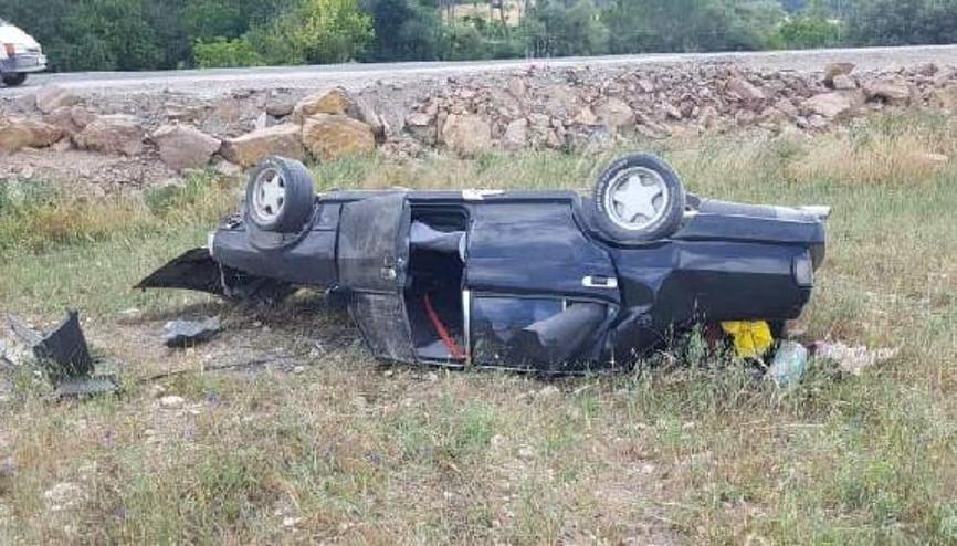 Tarlaya savrulan otomobilin sürücüsü yaralandı