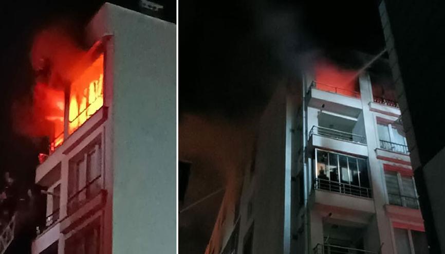 Çanakkalede apartmanın 5inci katında patlamanın ardından yangın çıktı Çanakkalede apartmanın 5inci katında patlamanın ardından yangın çıktı