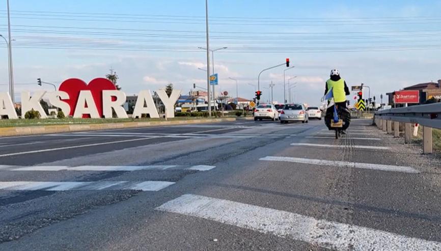 Stuttgart’tan Mekke’ye pedal çeviriyor: Burak Öztürk Aksaray’da