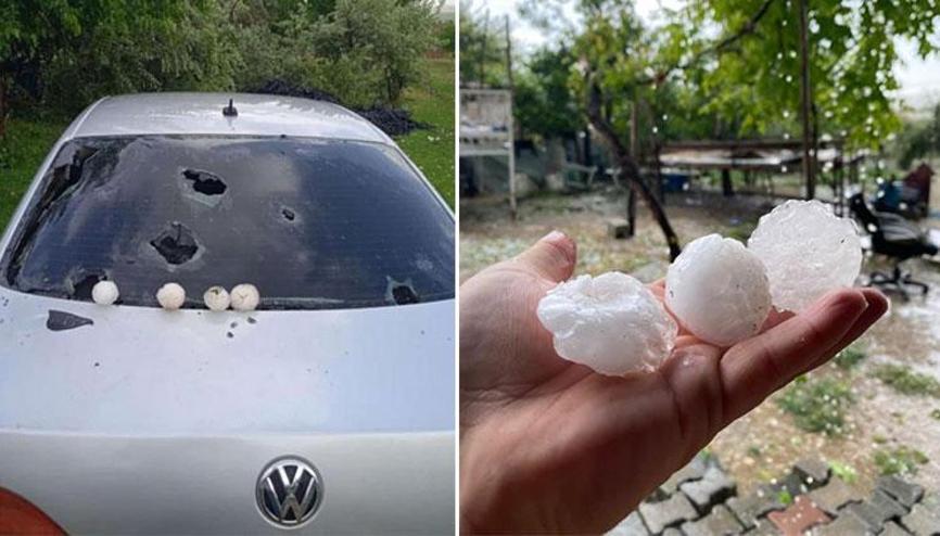 Şanlıurfada kar topu büyüklüğünde dolu yağdı: Ekili araziler ve araçlar zarar gördü Şanlıurfada kar topu büyüklüğünde dolu yağdı: Ekili araziler ve araçlar zarar gördü