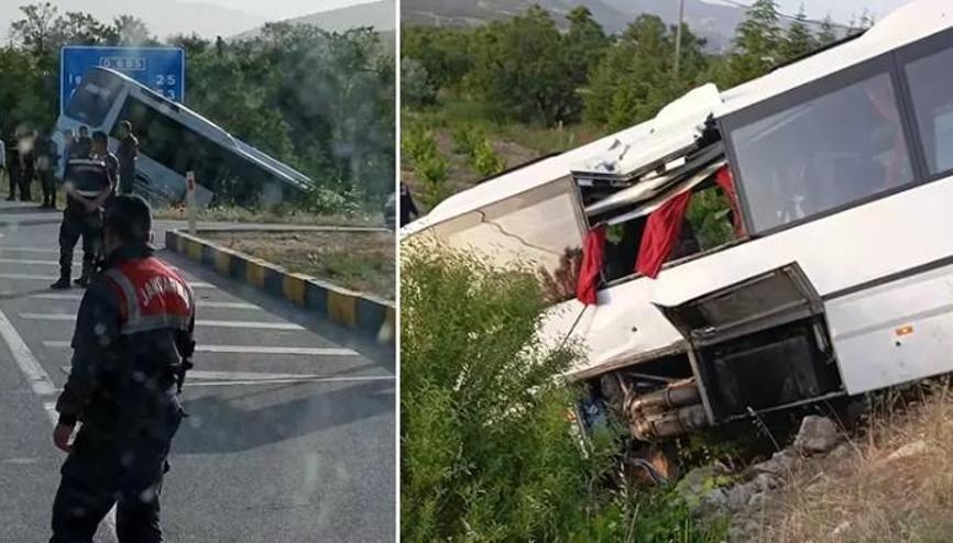 Isparta’da iki yolcu otobüsü çarpıştı Şarampole devrilen otobüsün görüntüleri ortaya çıktı Isparta’da iki yolcu otobüsü çarpıştı Şarampole devrilen otobüsün görüntüleri ortaya çıktı