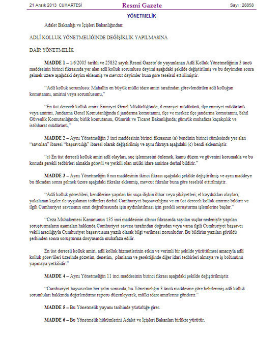 Adli Kolluk Yönetmeliğinde değişiklik yapıldı