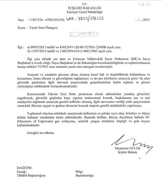Güler: Gezi olaylarında TOMA suyuna biber gazı koyduk