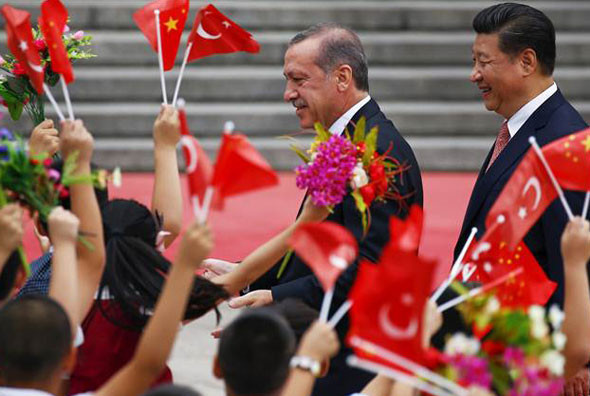 Cumhurbaşkanı Erdoğan için Pekinde sıcak karşılama töreni