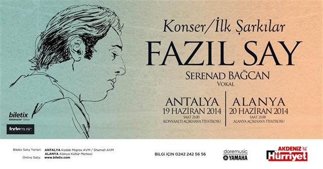 Fazıl Say İlk Şarkılar konseriyle Antalyada