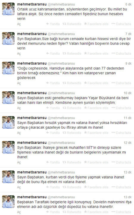Baransudan Başbakana yanıt